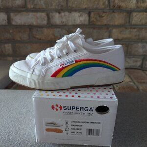 Superga 2750 Rainbow Embroidered Canvas Sneakers - Women's Size 6.5 (EU 37)